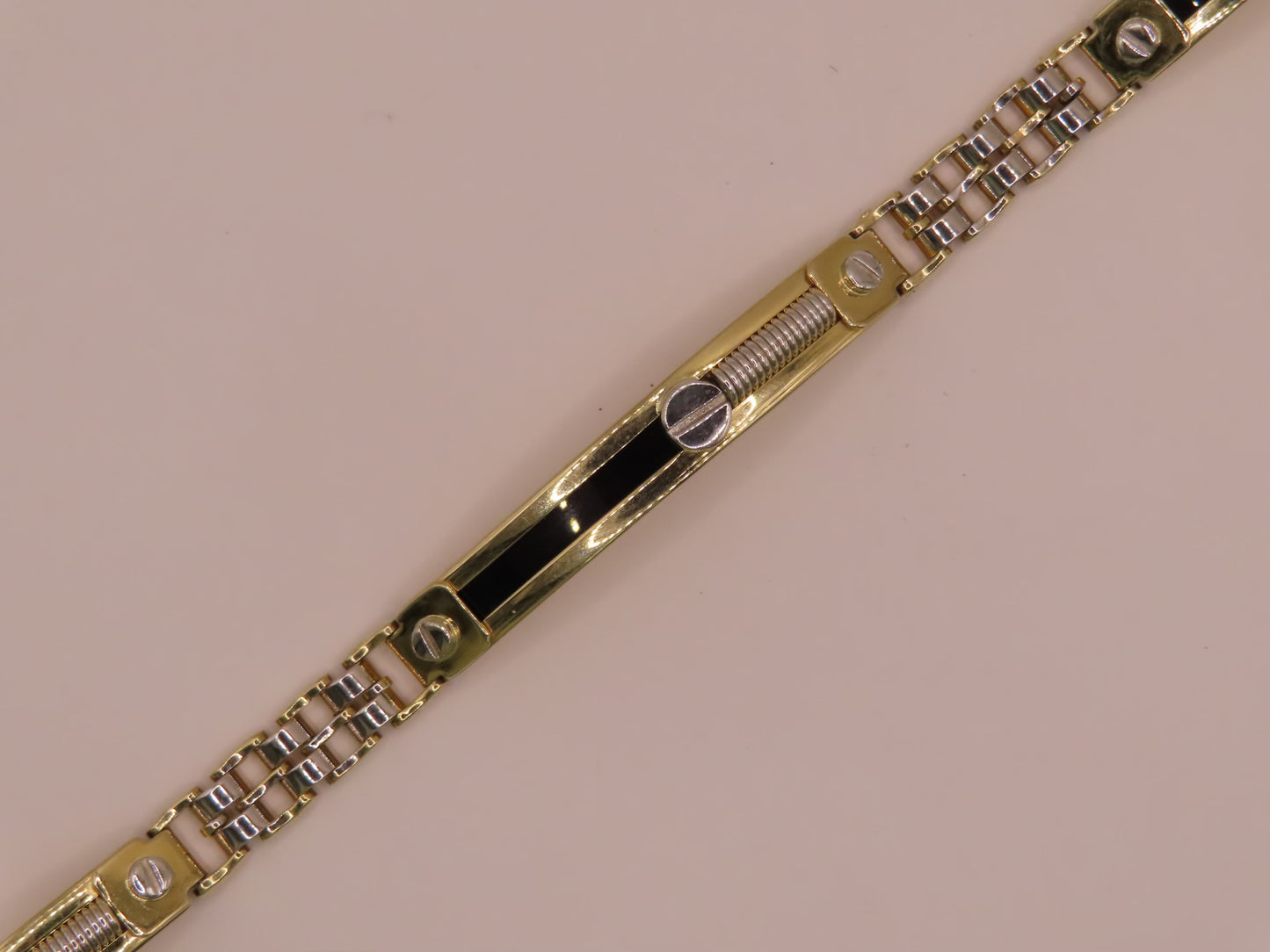 2tones 10k gold bracelet 8.5in/6mm