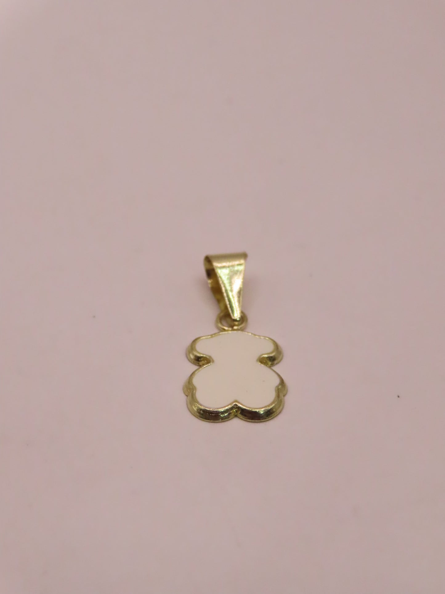 10k Gold white mini bear pendant