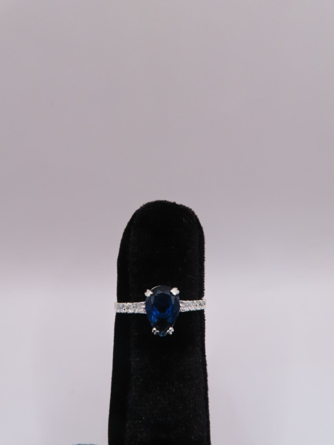 925 Silver Blue tear ring