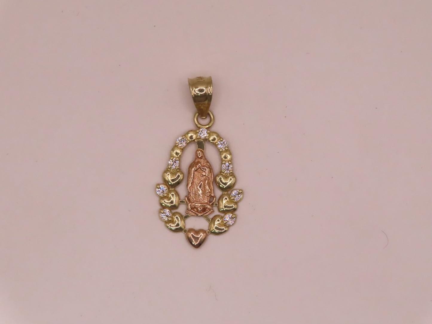 14k Gold virgen pendant 1.2in