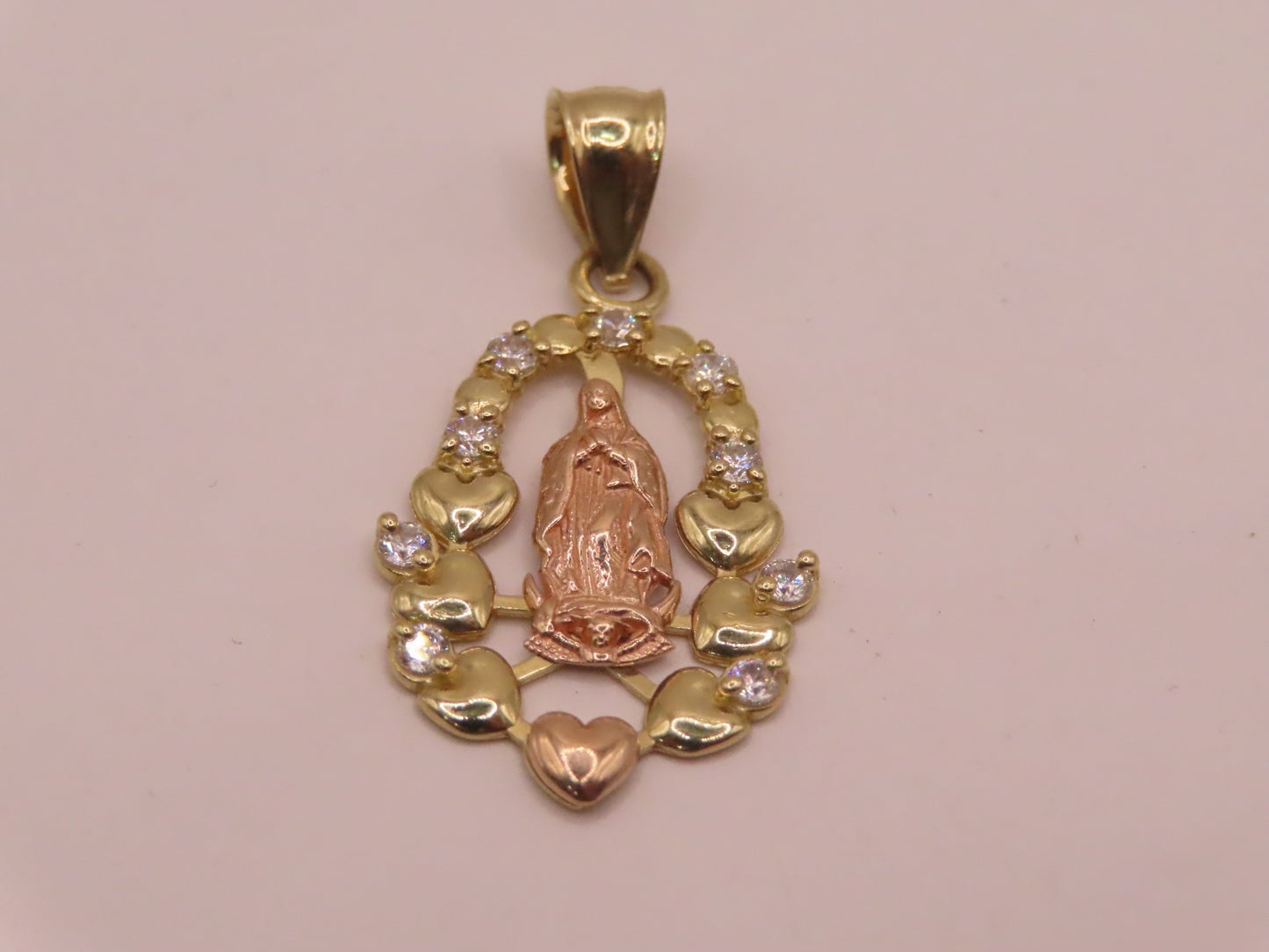 14k Gold virgen pendant 1.2in