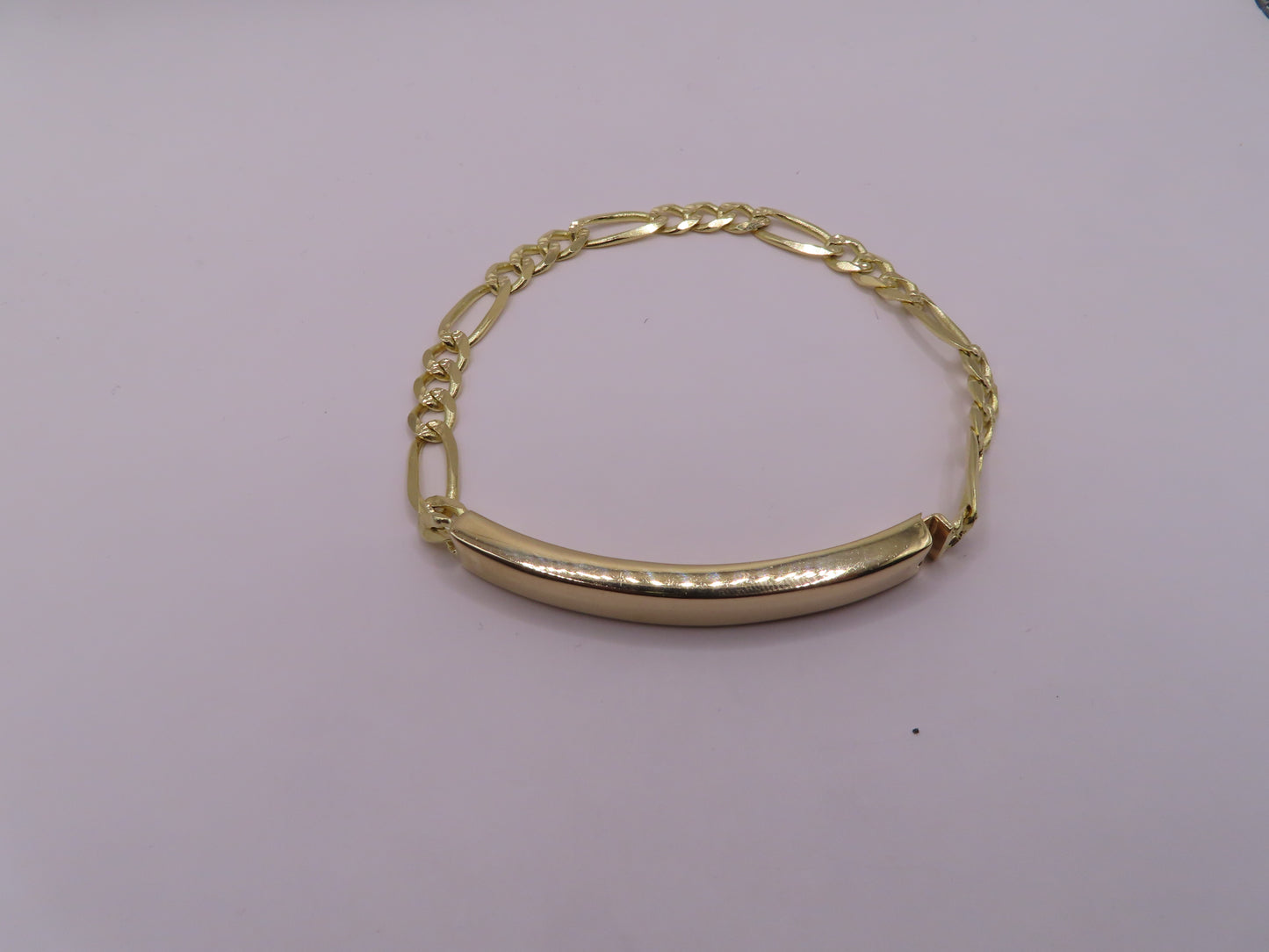 10k gold diamond cut Figaro bracelet 9.3in/6mm(14.53g)