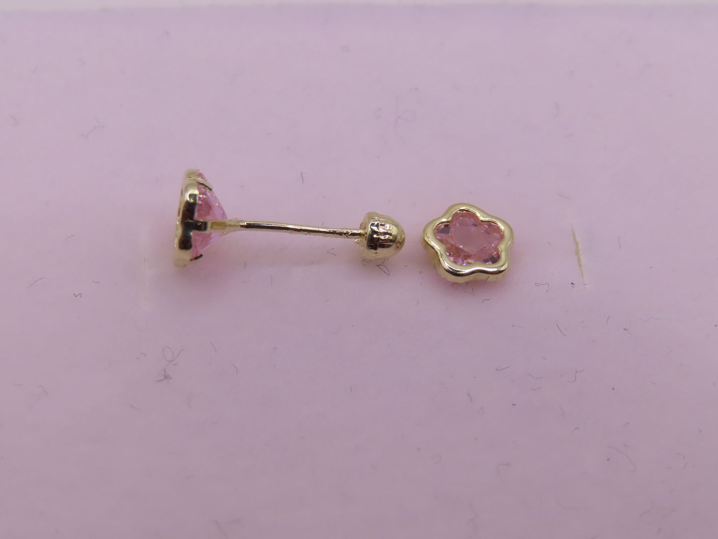 10k Gold Pink Flower Earrings