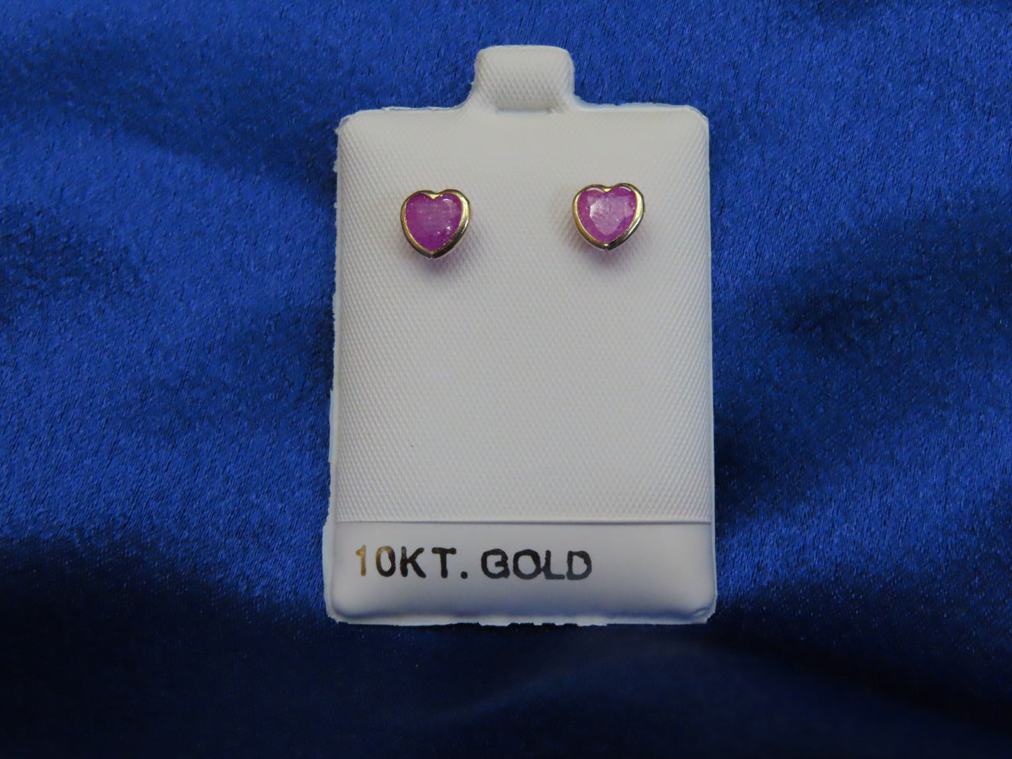 Pink heart 10k gold stud earrings