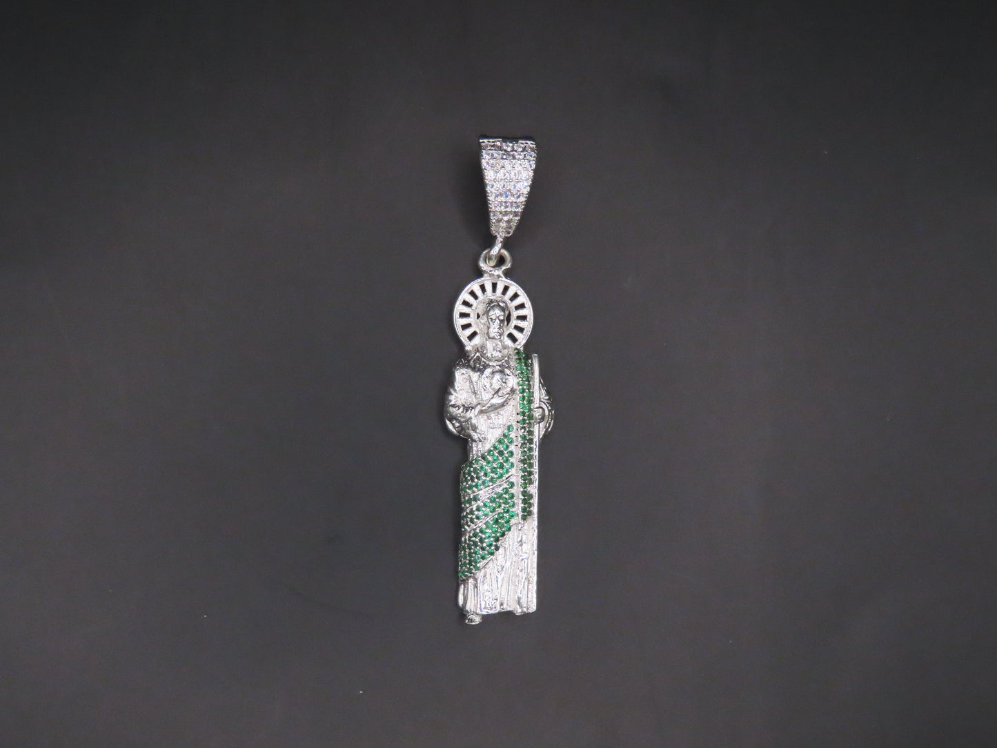 925 silver San Judas pendant 2.6in