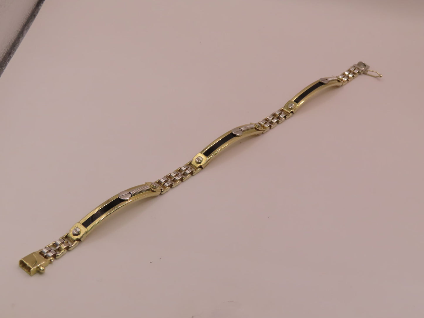 2tones 10k gold bracelet 8.5in/6mm