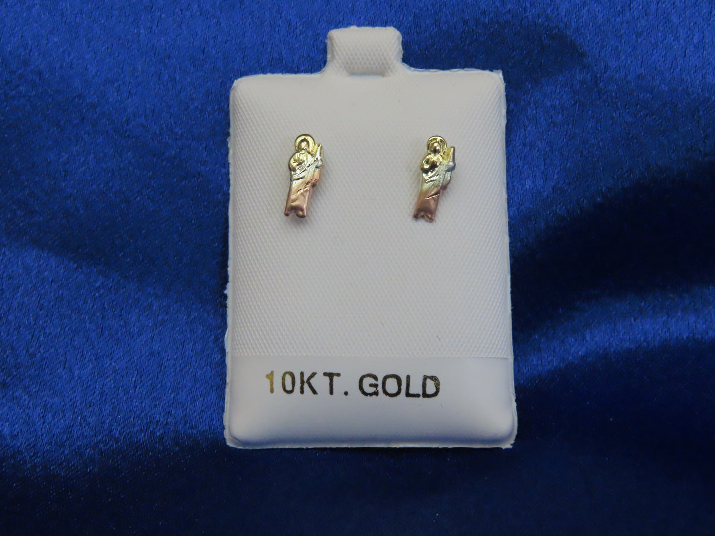 San judas 3tones 10k gold stud earrings