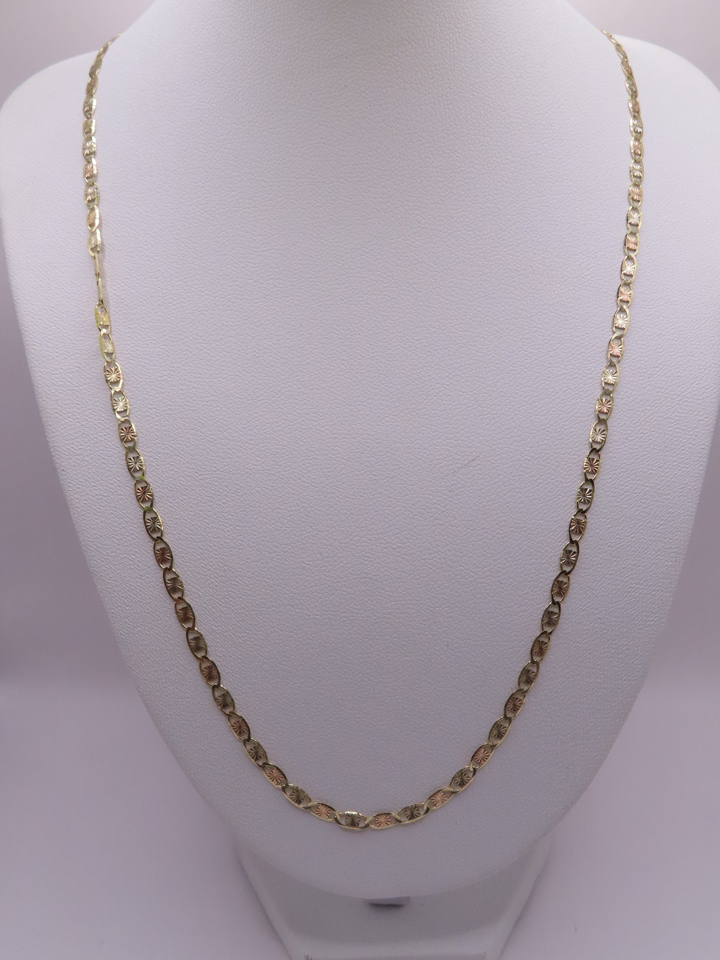 10k 3tones gold chain 18in/2mm