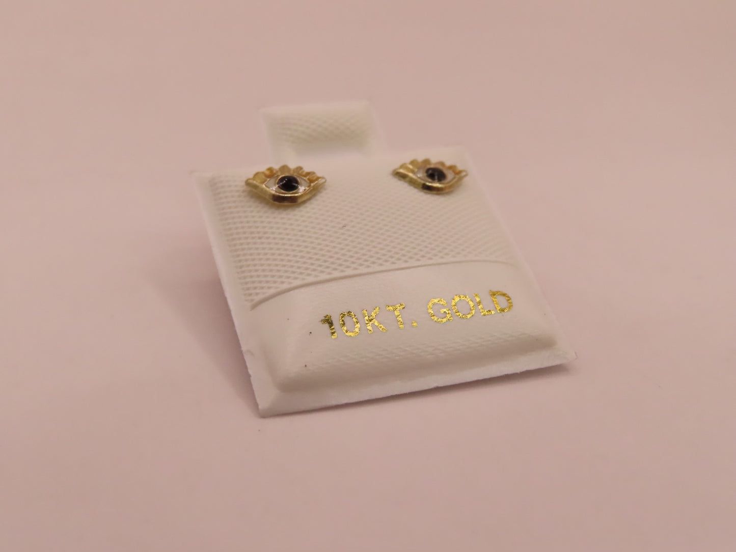 10k Gold Mini evil black eye earring