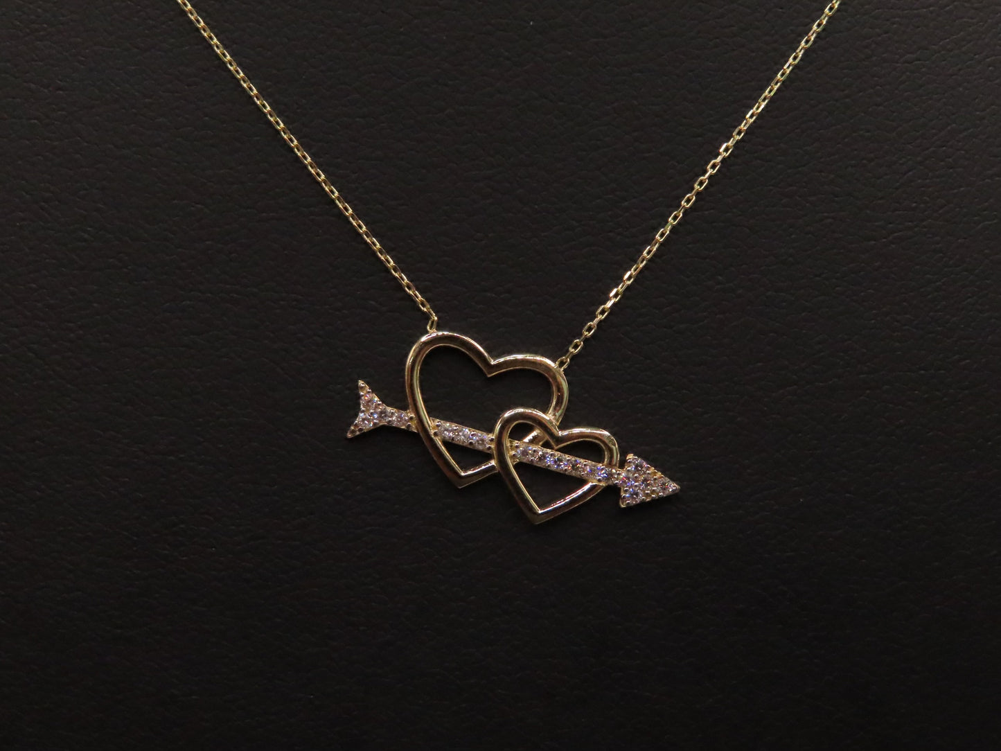 14k Gold double hearts necklace