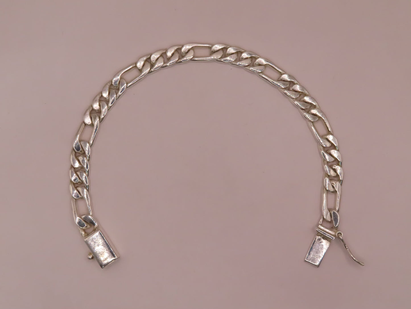 925 silver figaro bracelet 9in/7mm