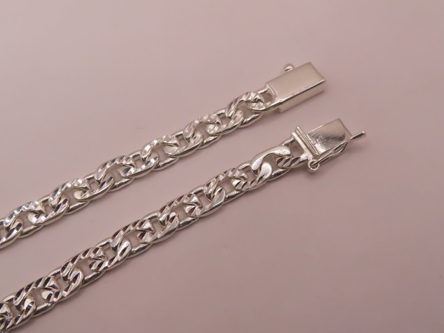 925 silver diamond cut bracelet 9in/6mm
