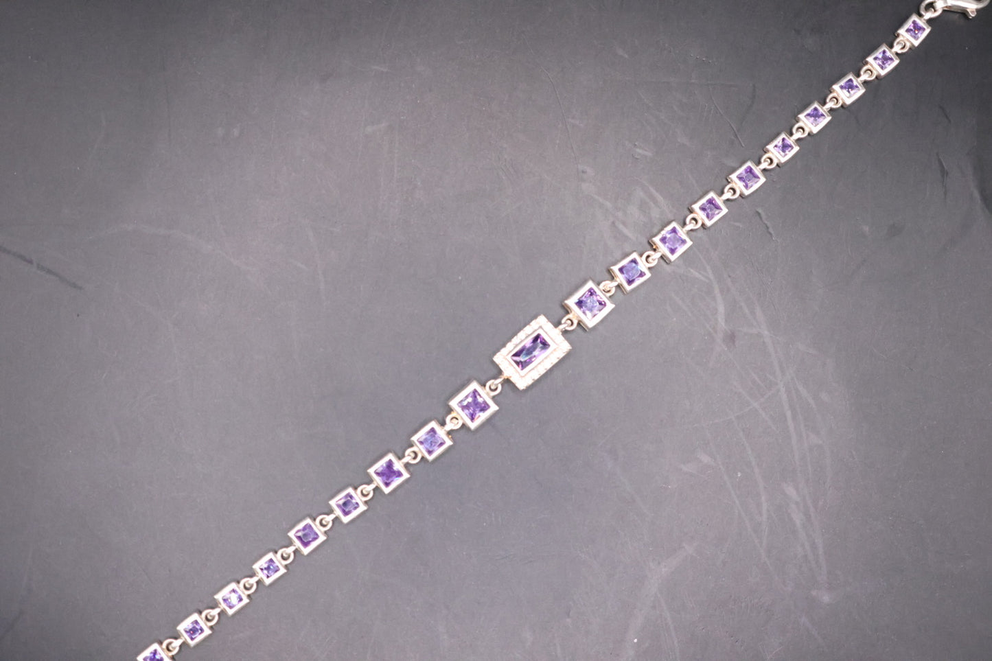 925 silver bracelet with purple cz