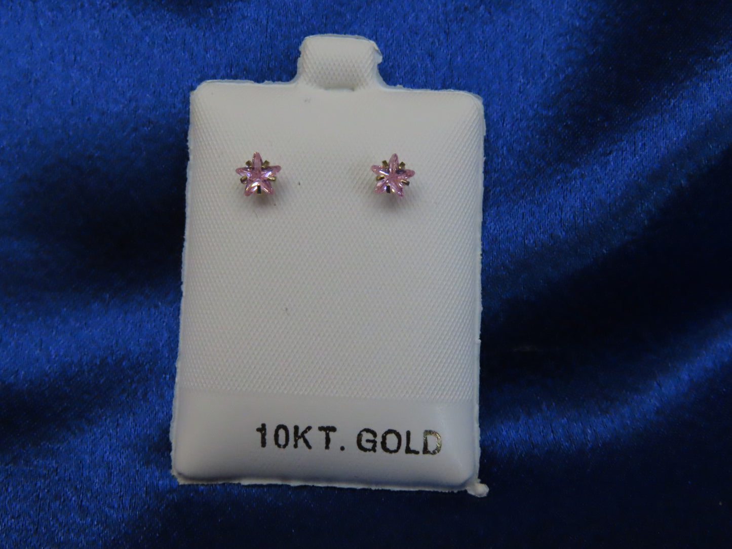 Pink Cubic Zirconia star Stud Earrings in 10k Gold