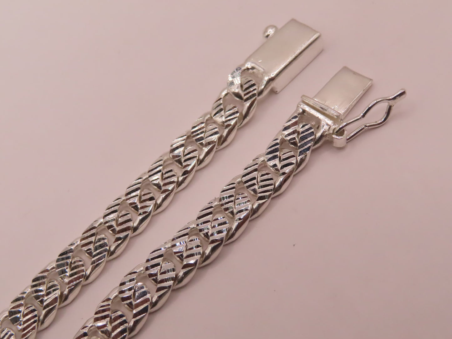 925 silver diamond cut Cuban link bracelet 8in/7mm