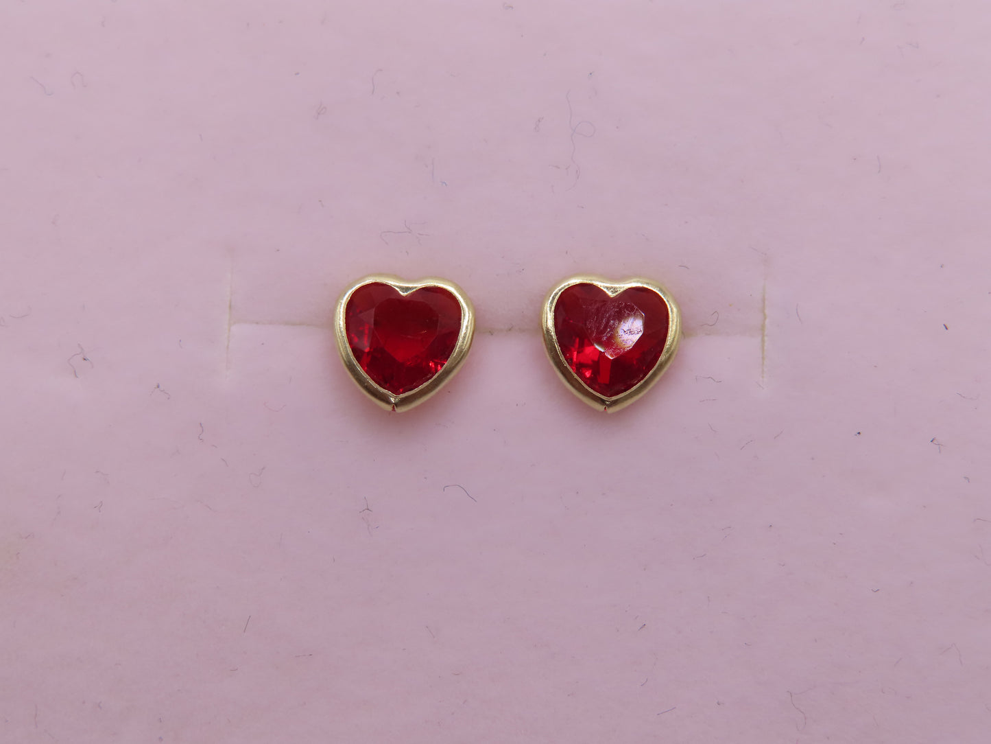 10k Gold Red Heart Earrings