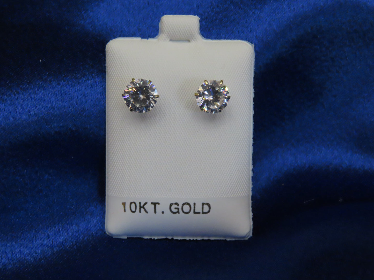 Cubic Zirconia Round Stud Earrings 10k Gold