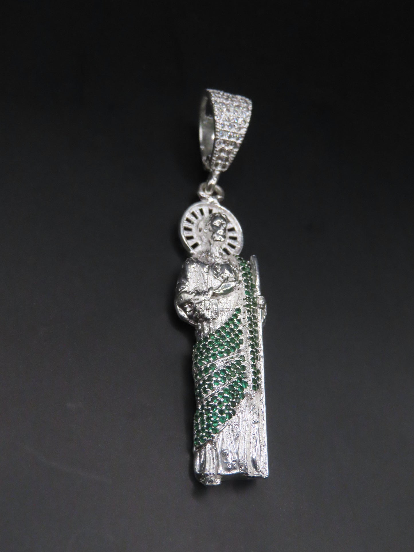 925 silver San Judas pendant 2.6in