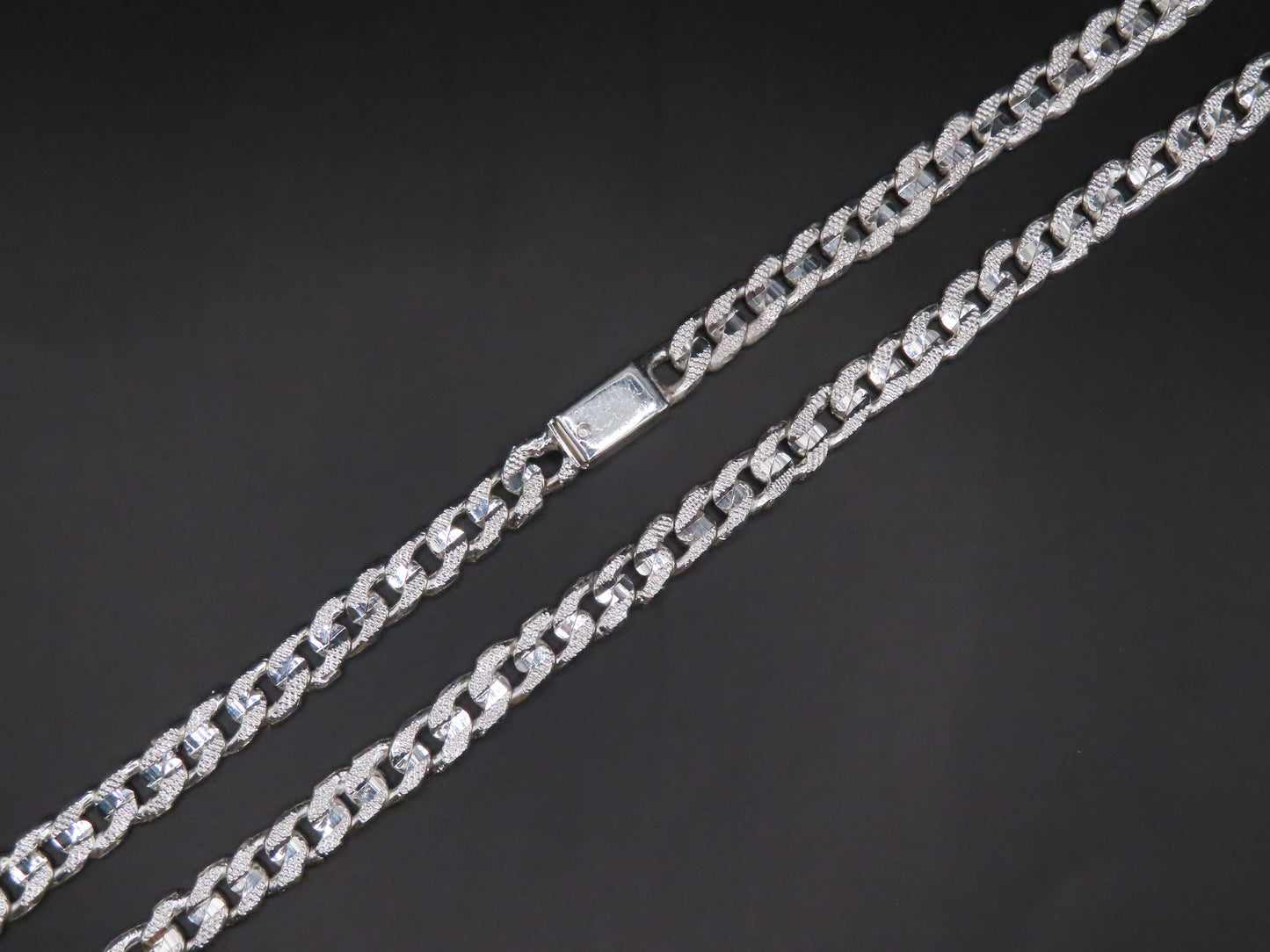 925 Silver diamonds cut Cuban chain 22.5in/7mm