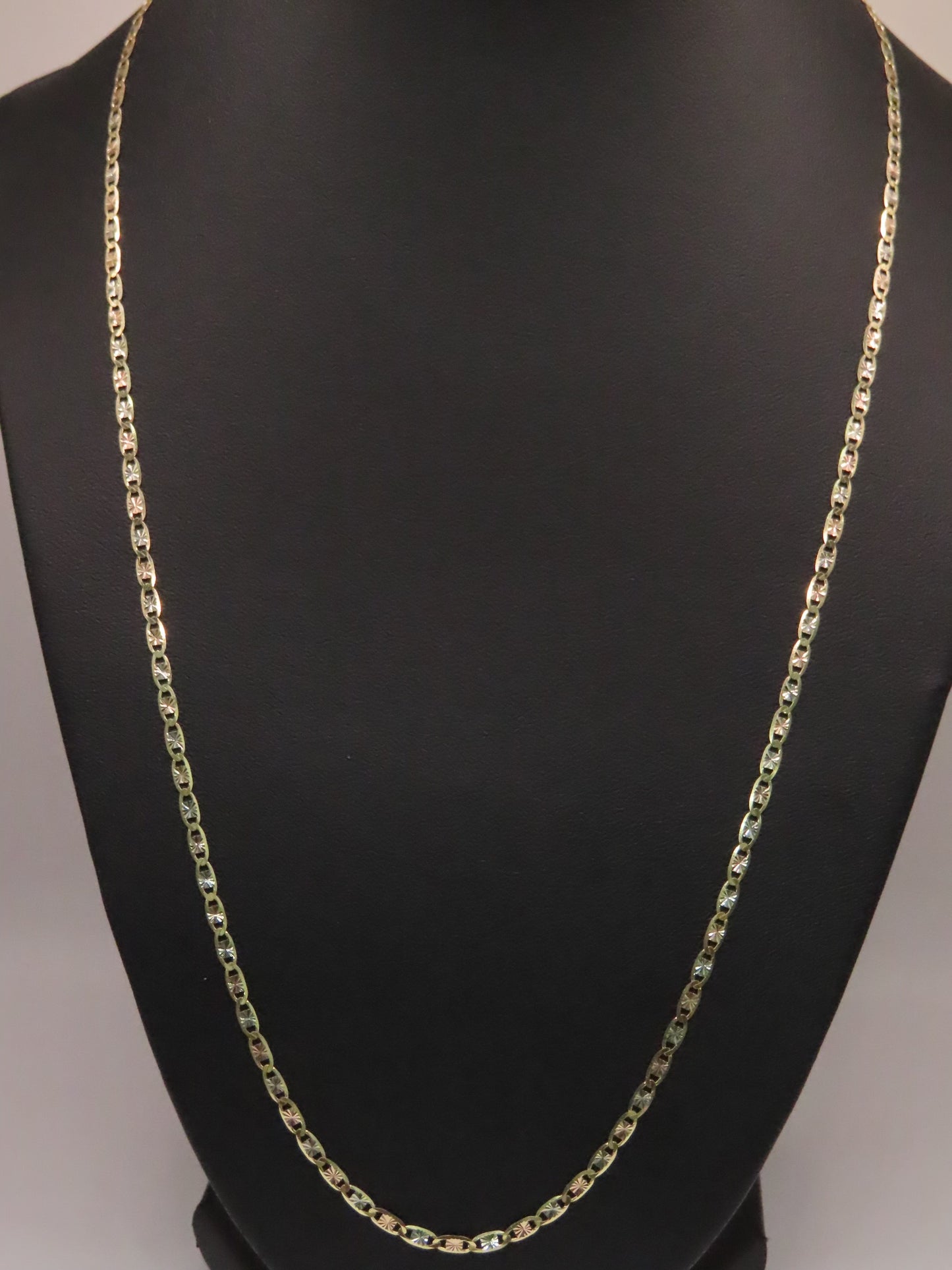 14k diamond cut 3tones gold chain