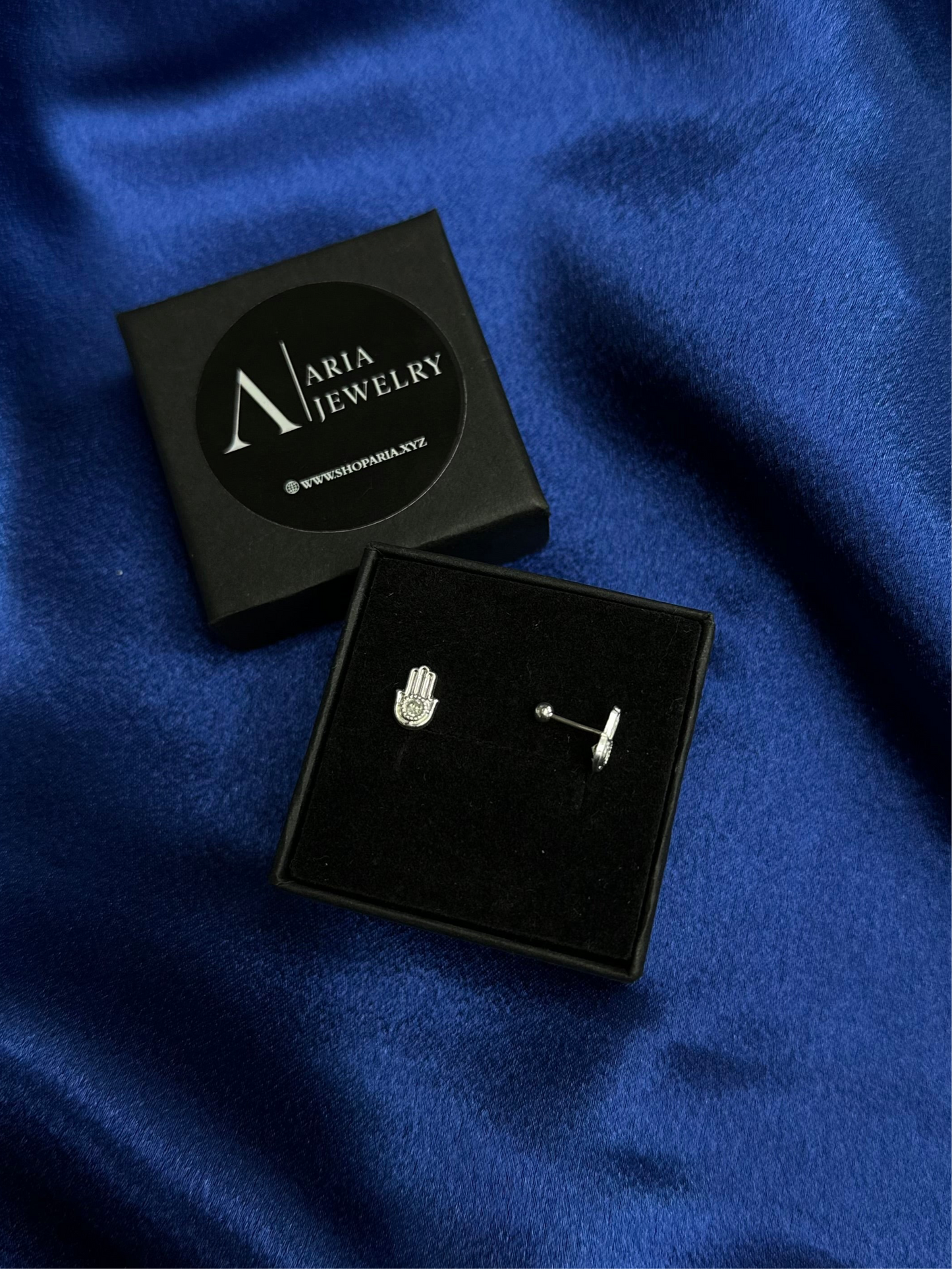 925 silver hamsa earrings