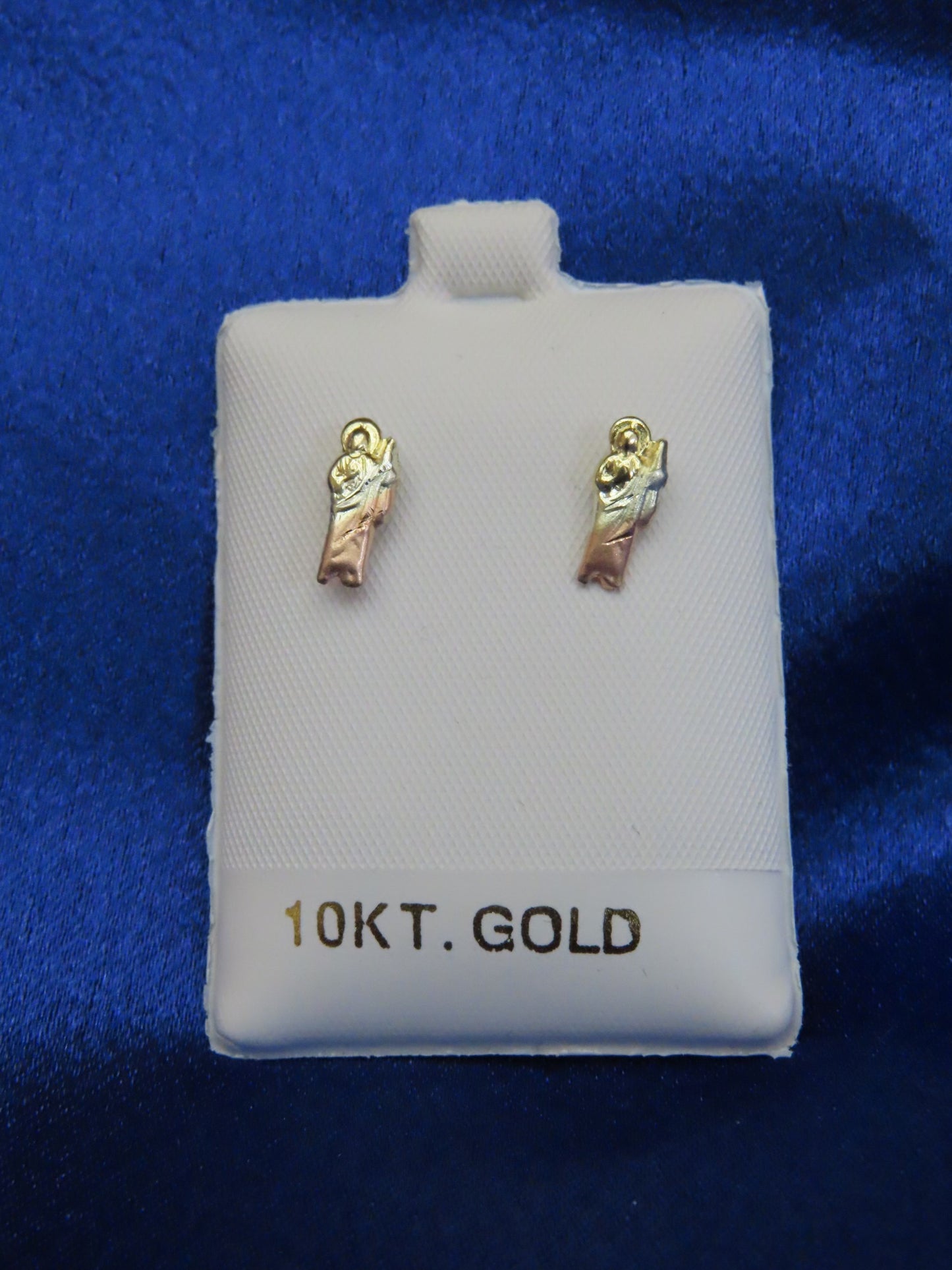 San judas 3tones 10k gold stud earrings