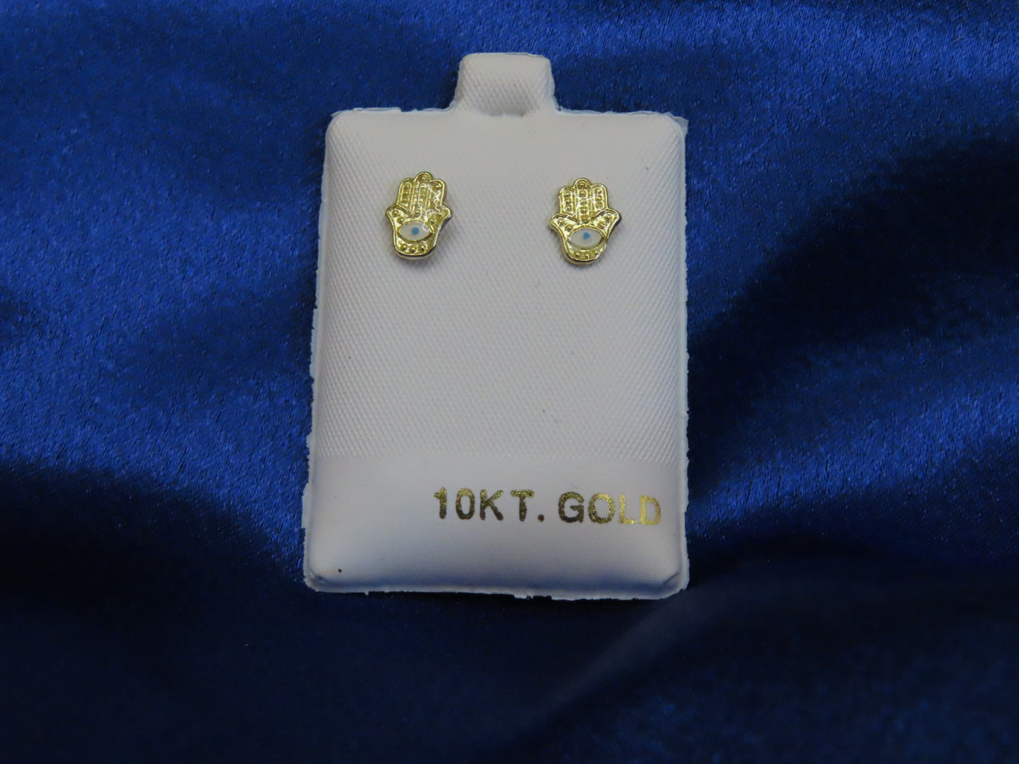 Hamsa 10k gold stud earrings