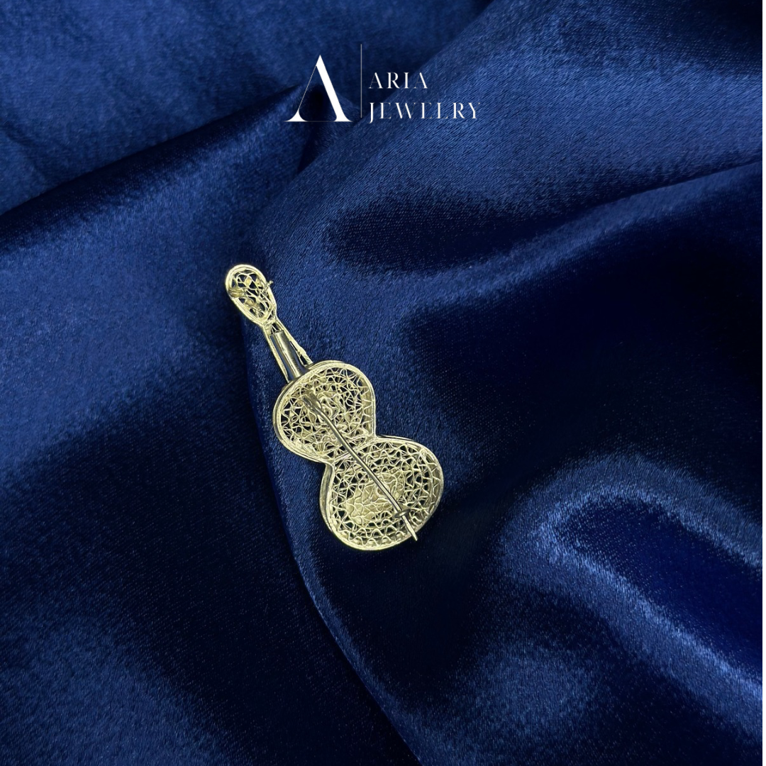 925 silver guitar pin 1.8in