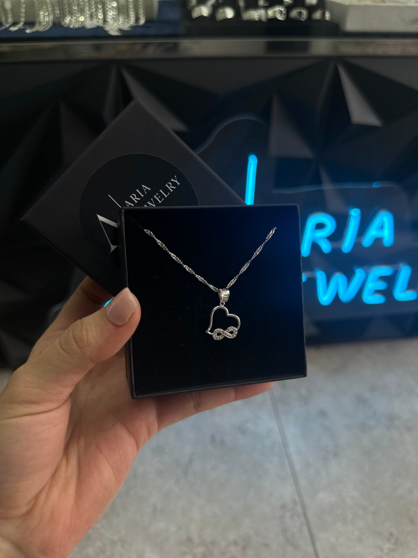 925 silver heart w/infinite set