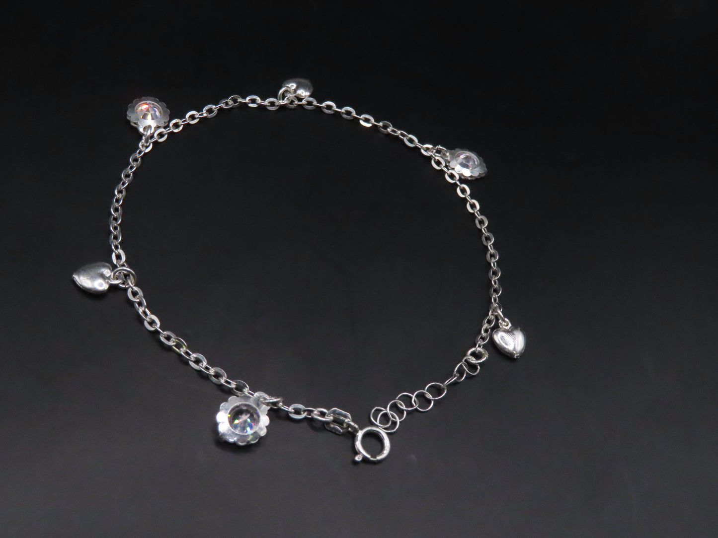 925 silver hears &flowers bracelet