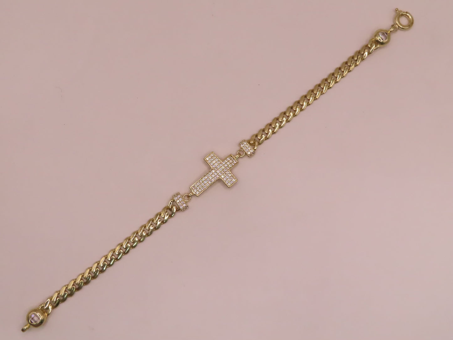 14k Gold cross bracelet 7.5in
