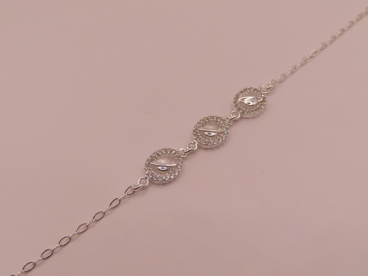 925 silver Saturn bracelet 7.5in