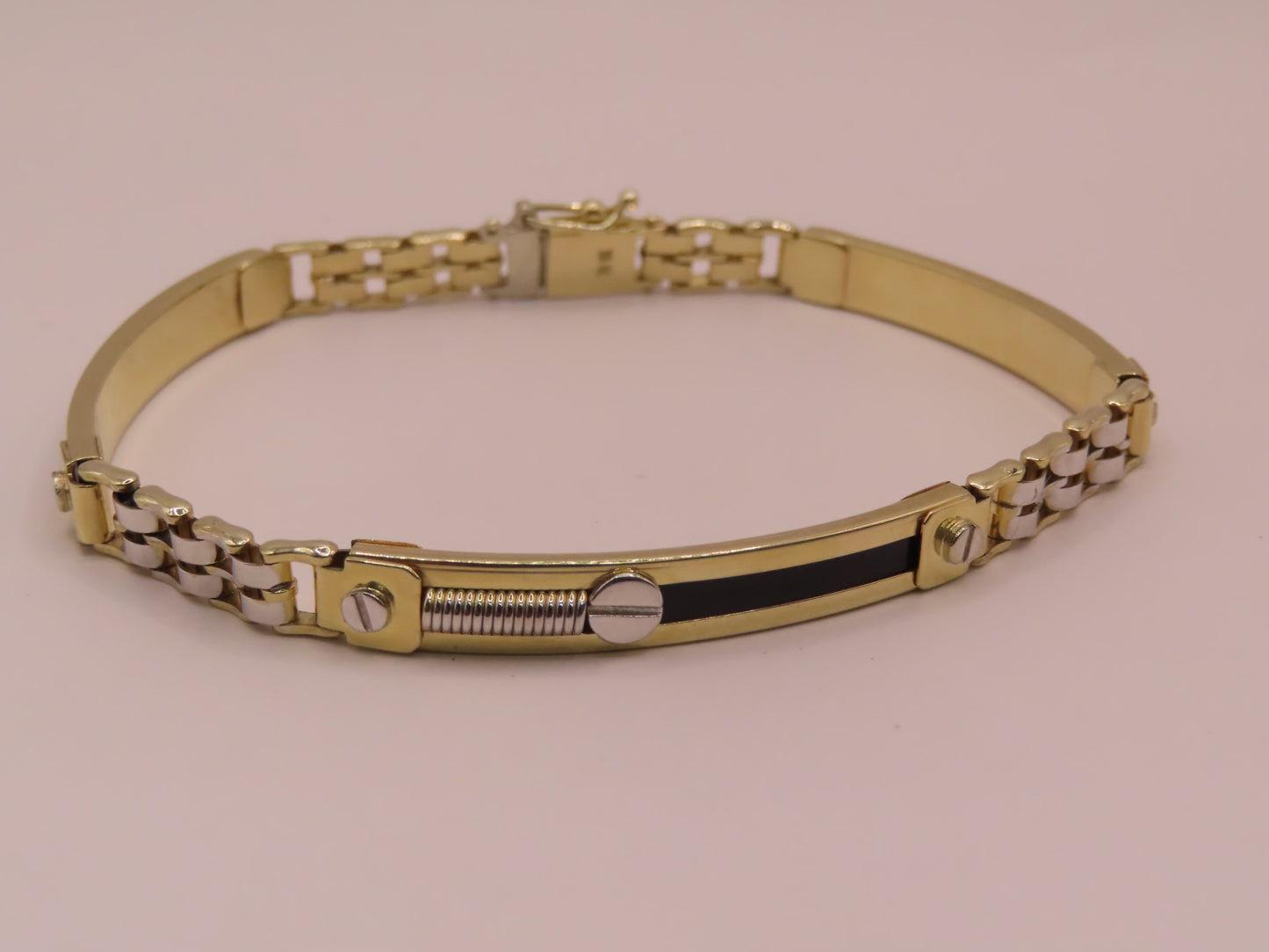 2tones 10k gold bracelet 8.5in/6mm