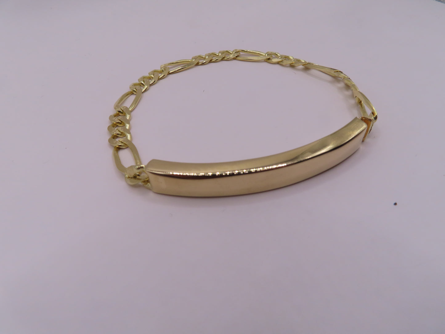 10k gold diamond cut Figaro bracelet 9.3in/6mm(14.53g)