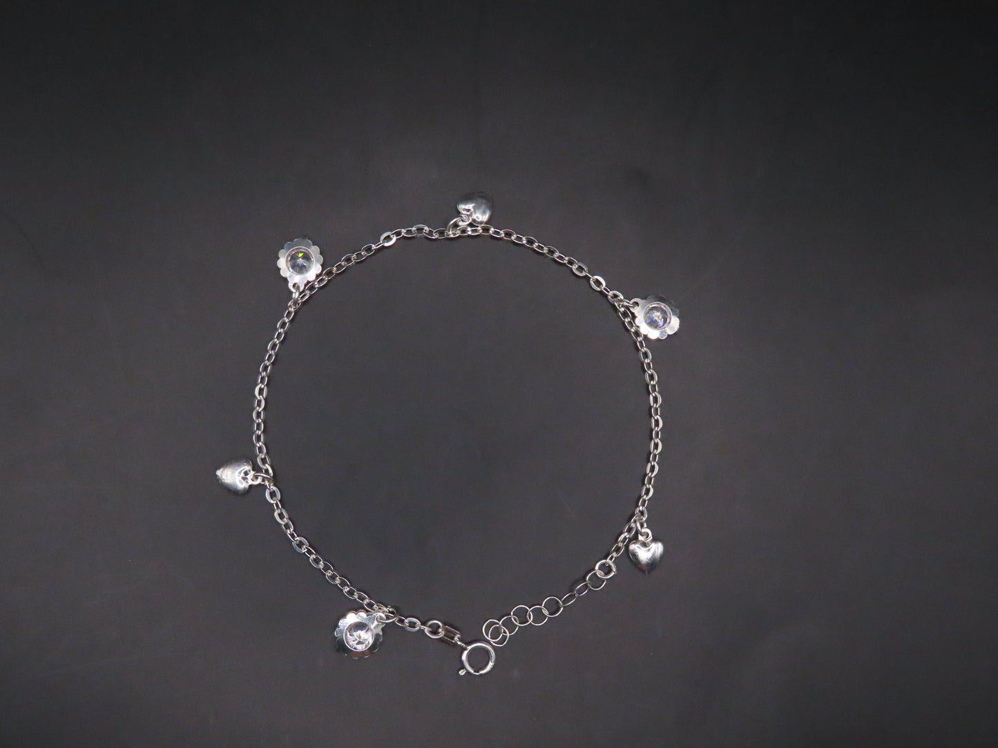 925 silver hears &flowers bracelet