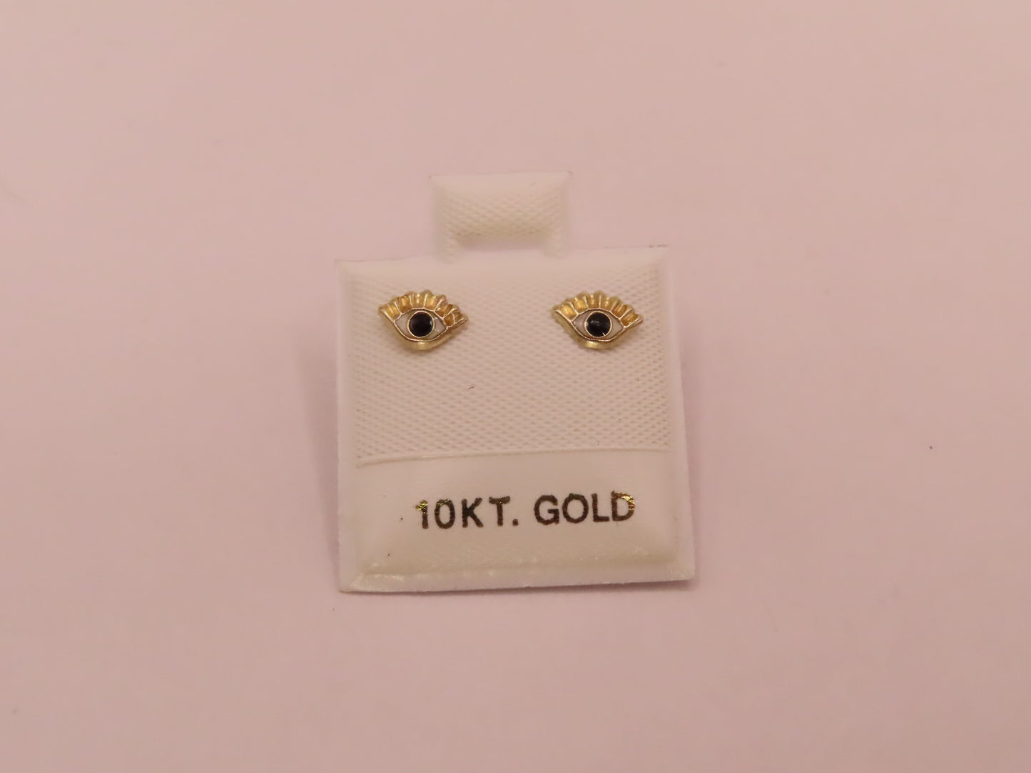 10k Gold Mini evil black eye earring