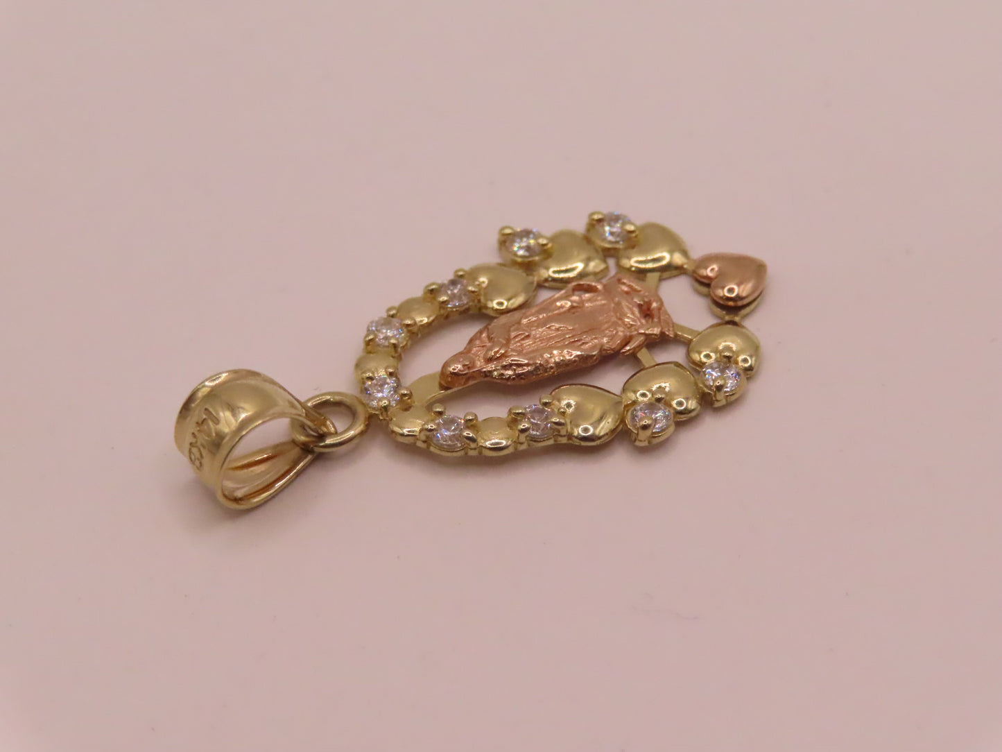 14k Gold virgen pendant 1.2in
