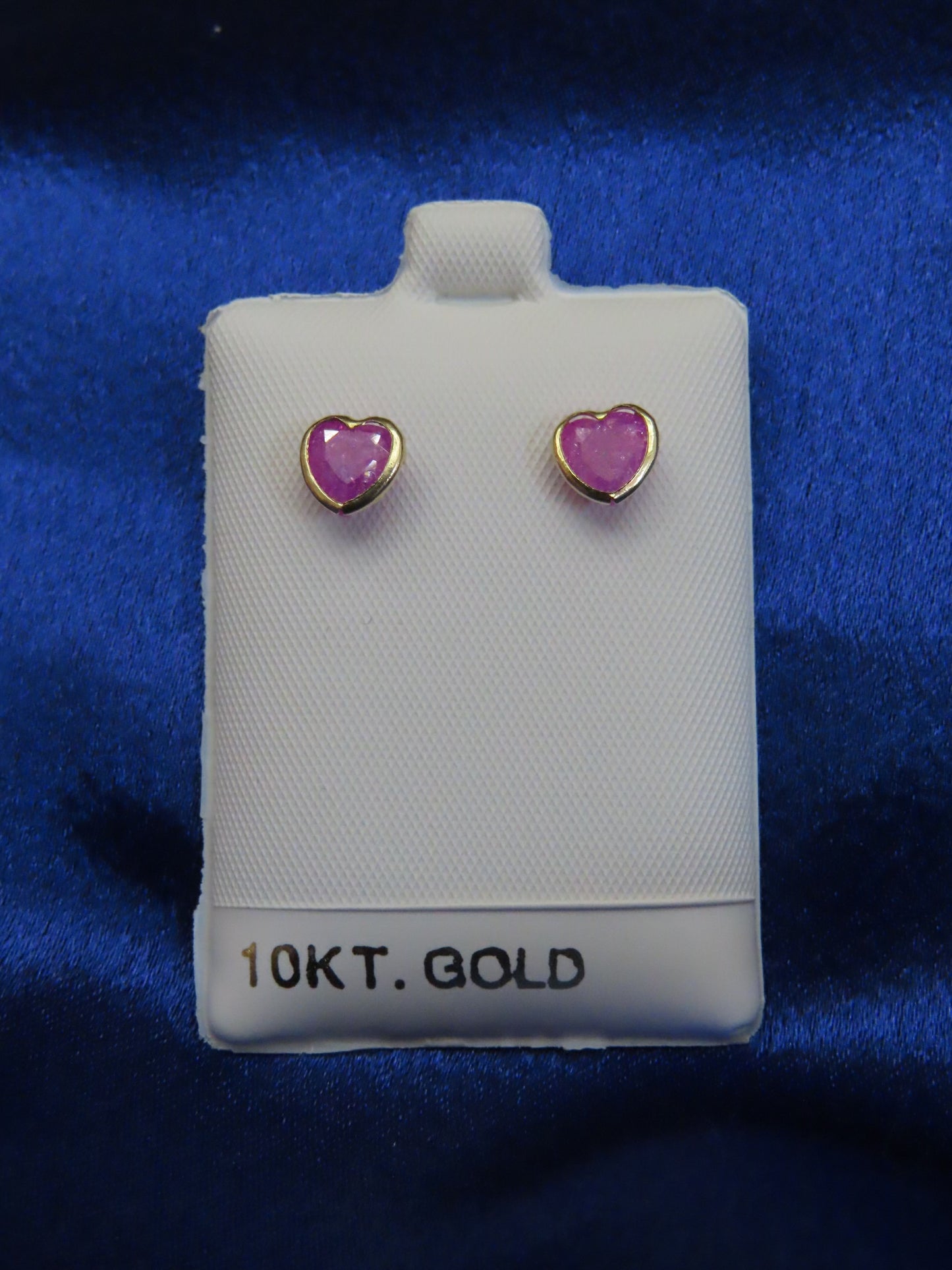 Pink heart 10k gold stud earrings