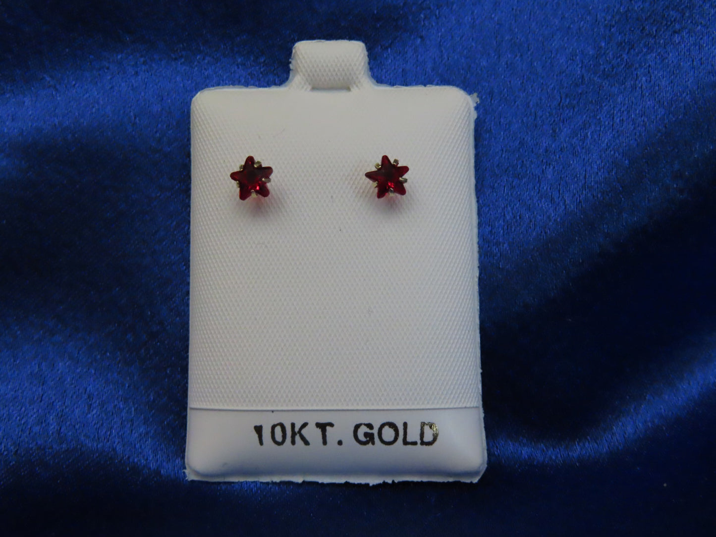 Red Cubic Zirconia star Earrings in 10k Gold