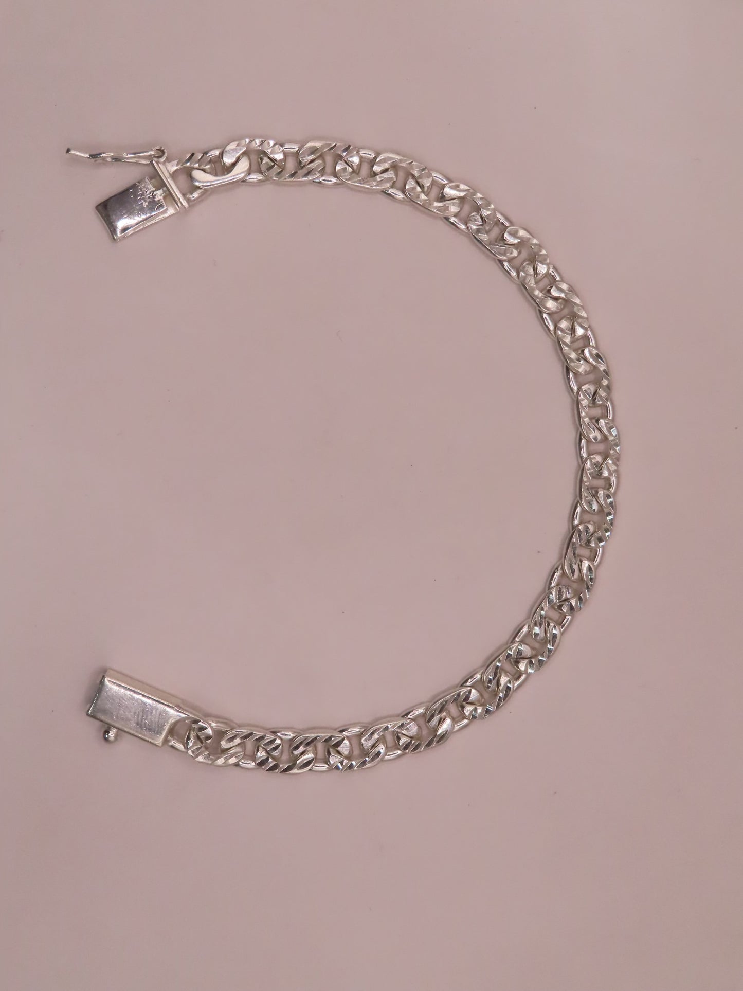925 silver diamond cut bracelet 9in/6mm