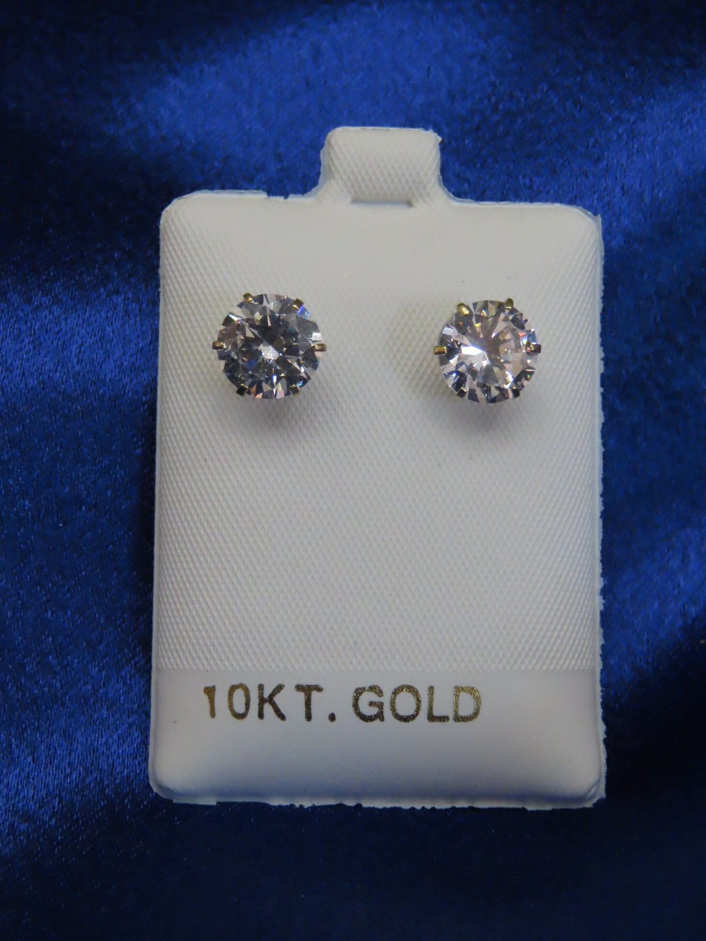Cubic Zirconia Round Stud Earrings 10k Gold