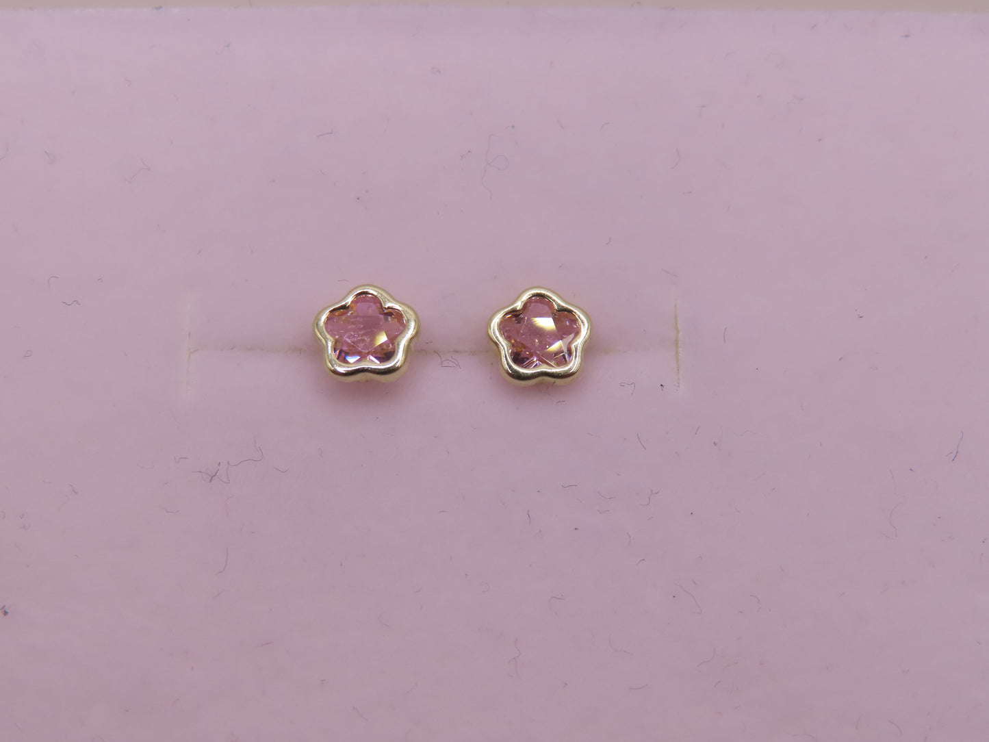 10k Gold Pink Flower Earrings