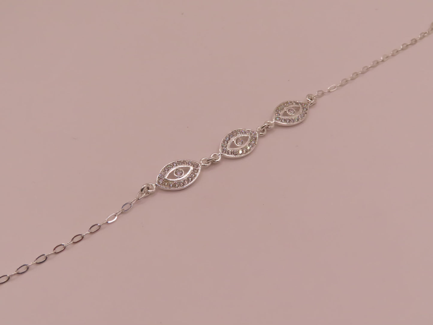 925 silver evil eye bracelet 7in
