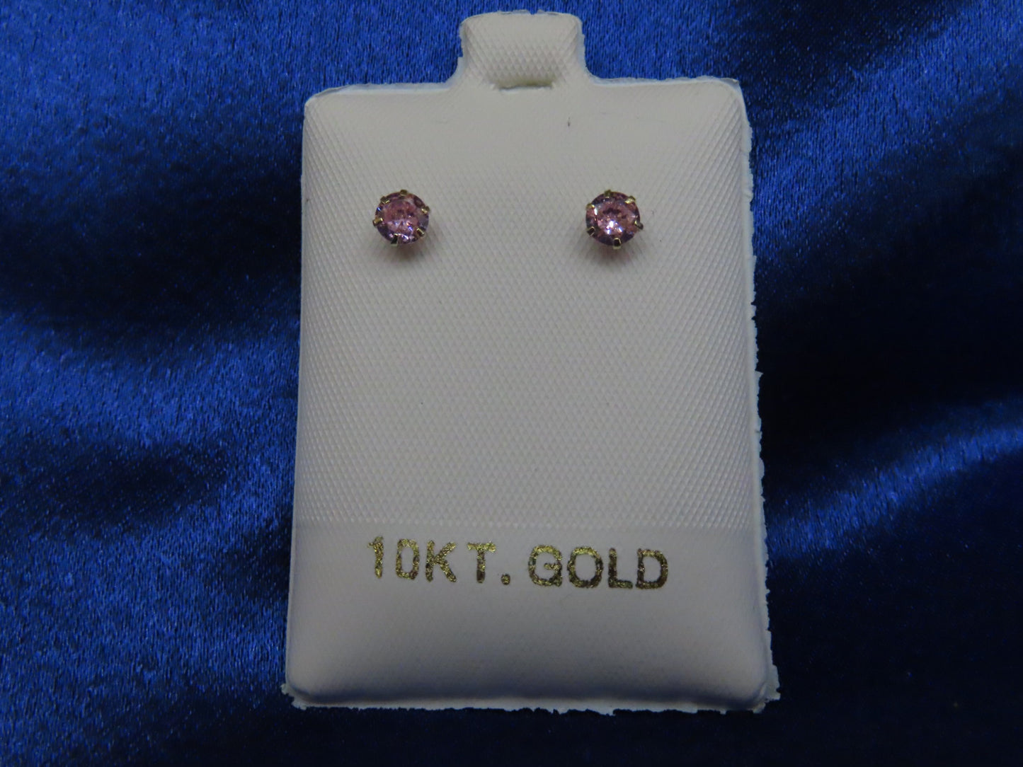 Cubic Zirconia pink round Stud Earrings in 10k Gold