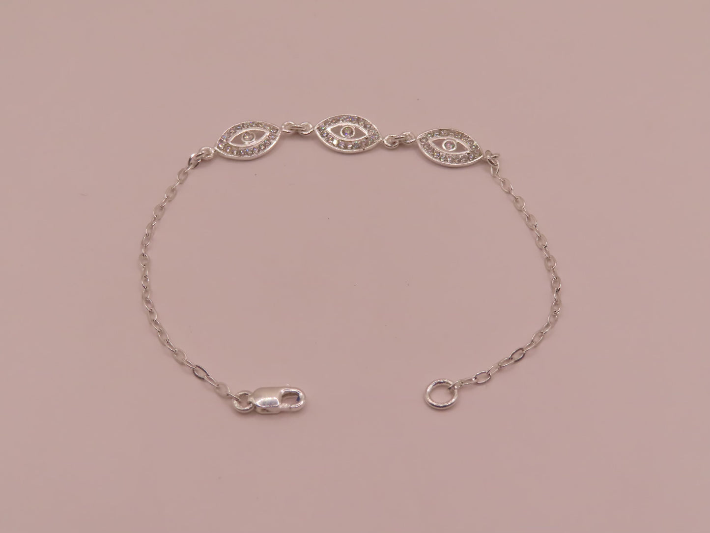 925 silver evil eye bracelet 7in