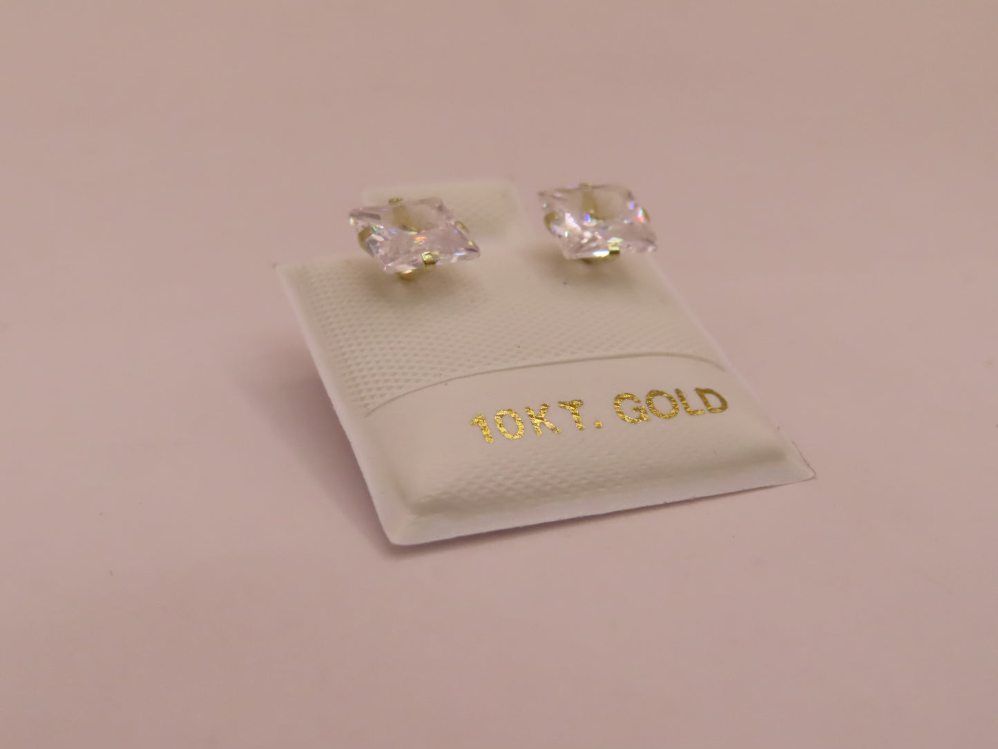 10k Gold big square zirconia earrings
