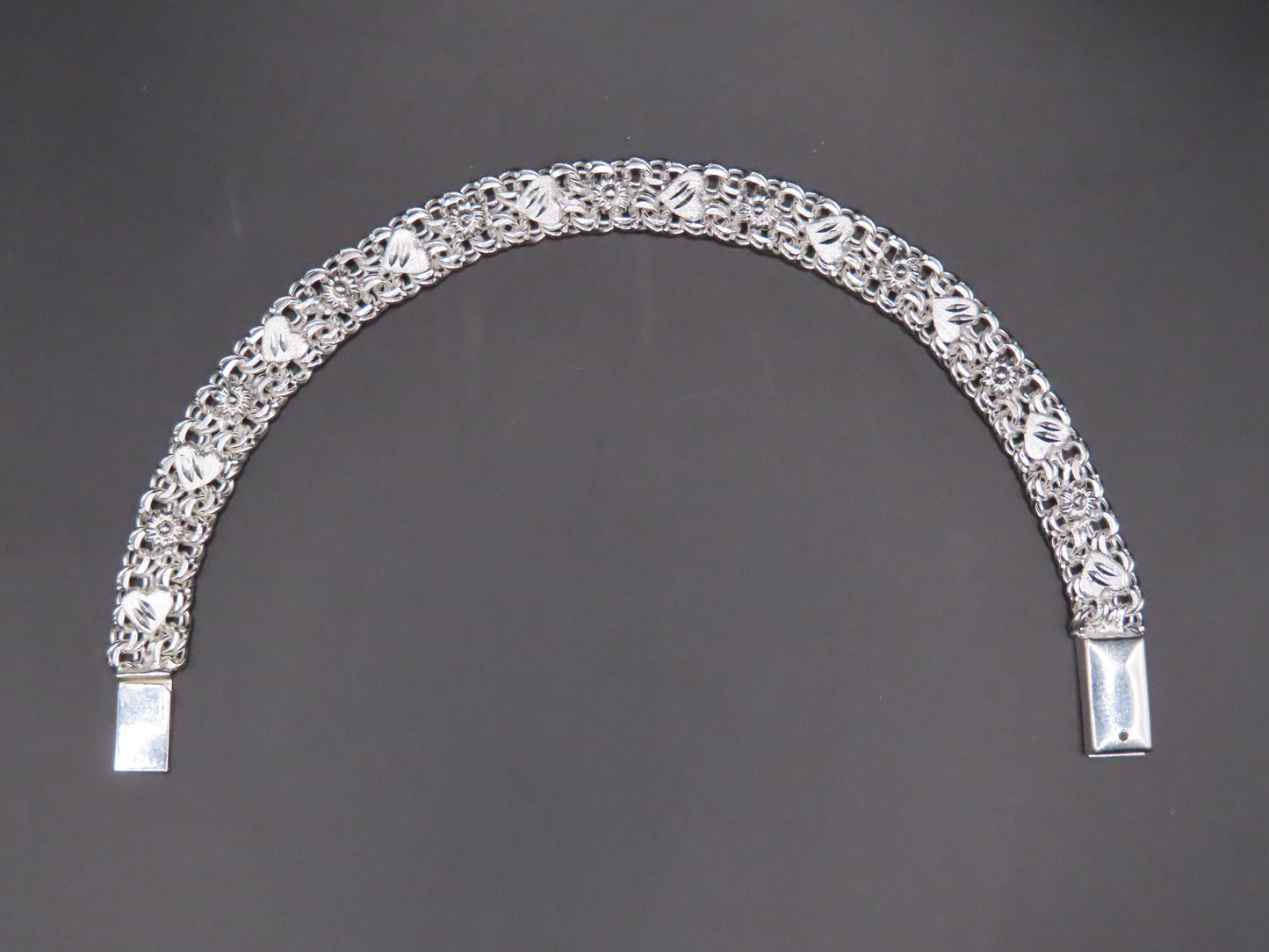 925 SILVER MINI FLOWERS & HEARTS BRACELT 7IN