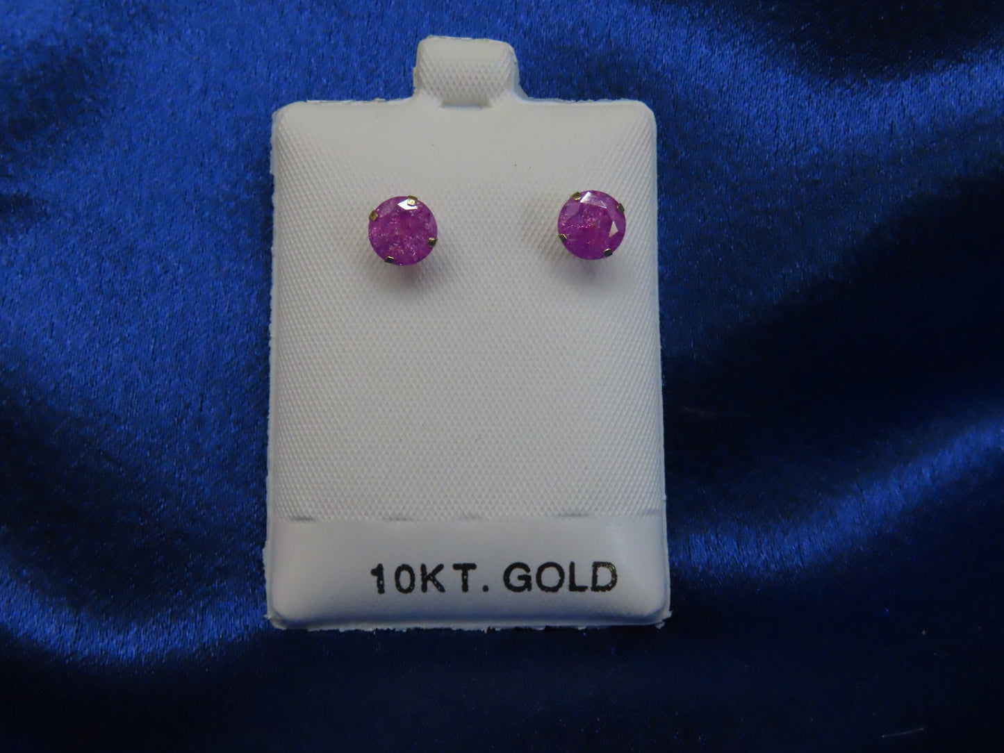 Violet purple Cubic Zirconia round Stud Earrings in 10k Gold #1