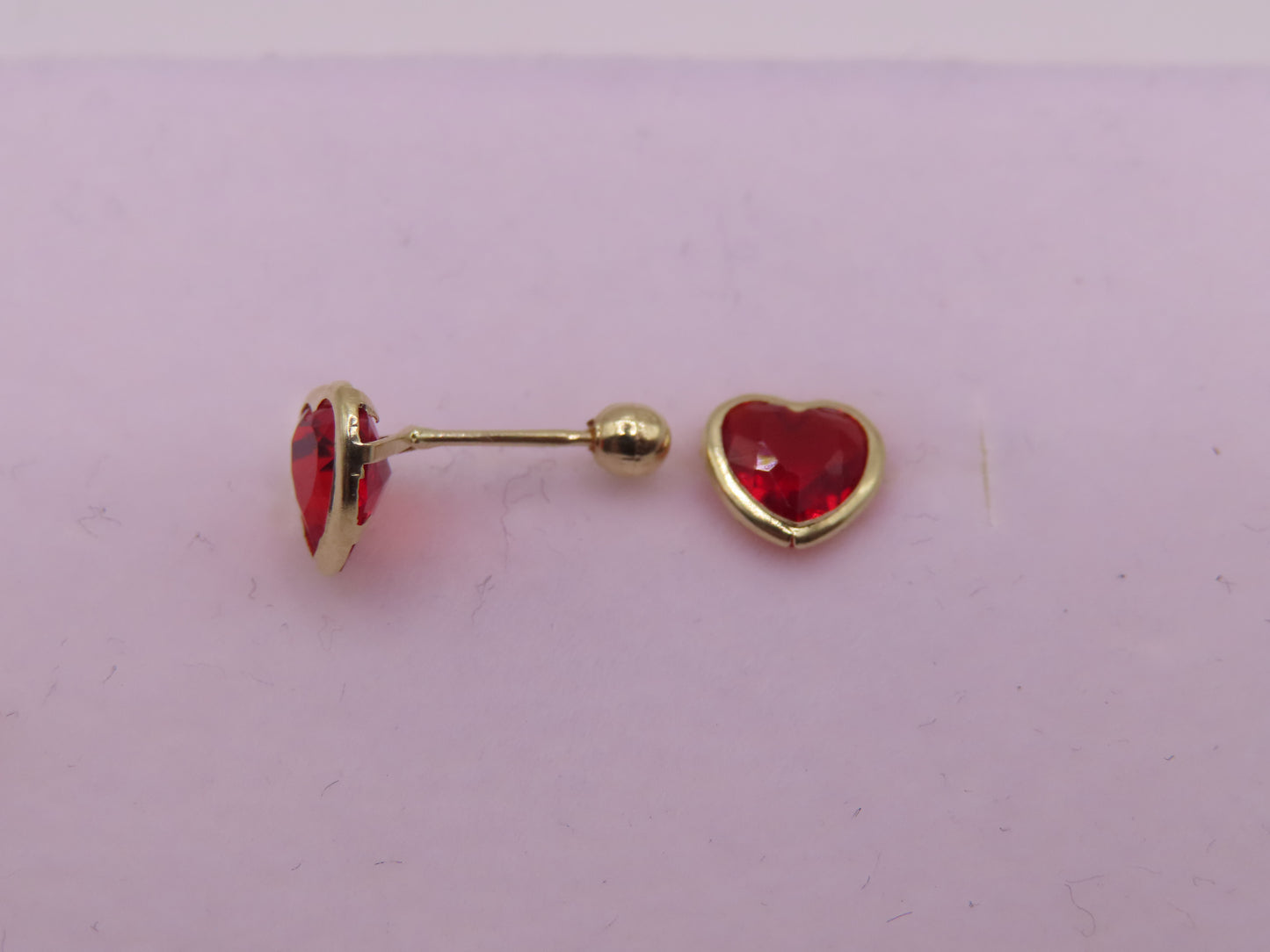 10k Gold Red Heart Earrings