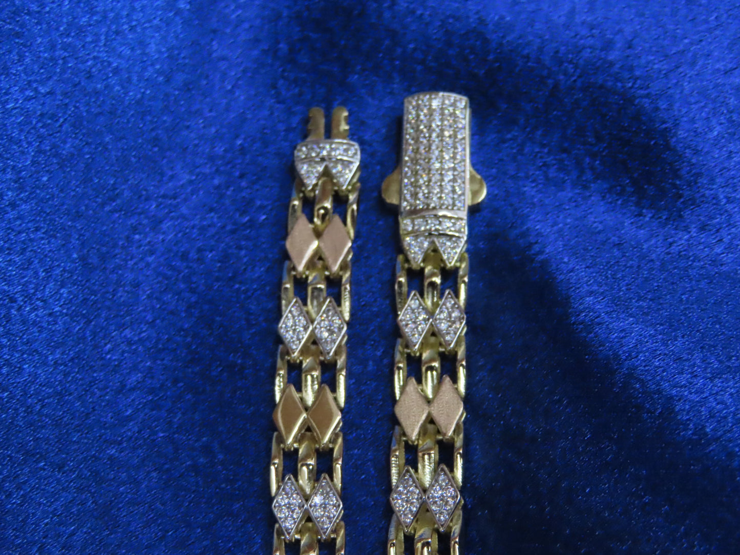 10k gold bracelet (yellow gold & rose gold w/cz ) 7.5in/7mm